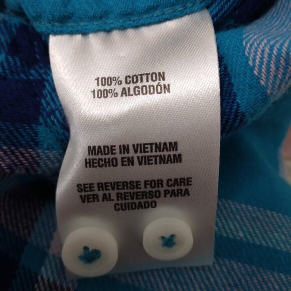 Woolrich | Plaid Flannel Shirt Blue Pink Cotton | Size XXL - Picture 8 of 10